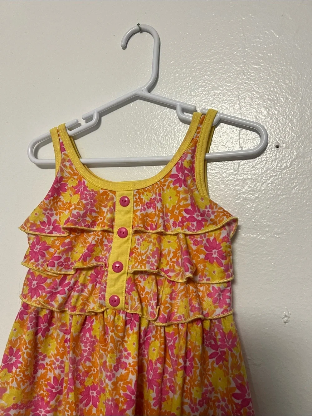 Jona Michelle Girls' Yellow & Pink Floral Ruffle Sundress 3T